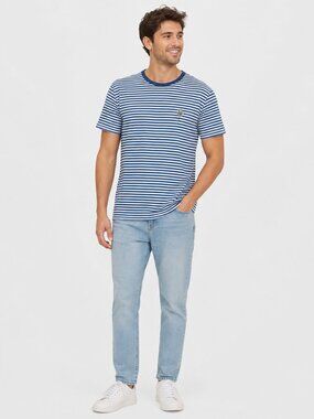 Denim & Flower Palm Tree Tee M Coastal Core Nautical Stripe Preppy Resortwear